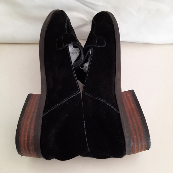 Lucky Brand Black Suede Loafer Shoes Block Heel Size 9M - Picture 15 of 15